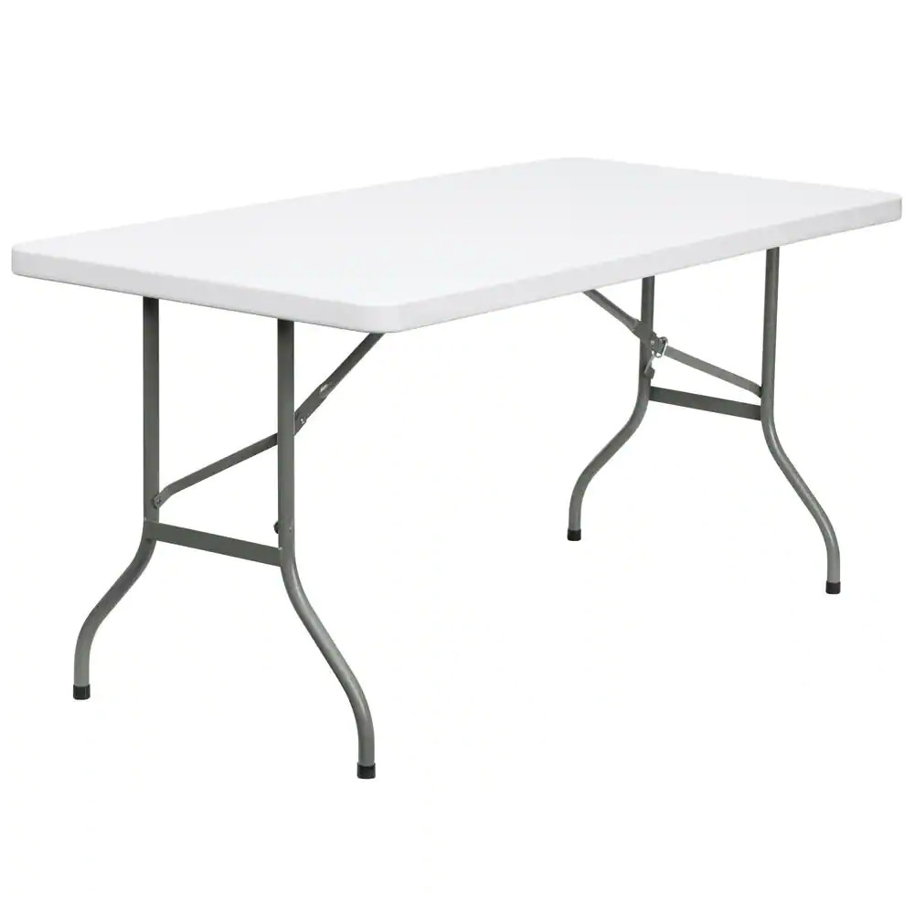 Elon 60 In. L Rectangular Granite White Plastic Top Folding Utility Tables