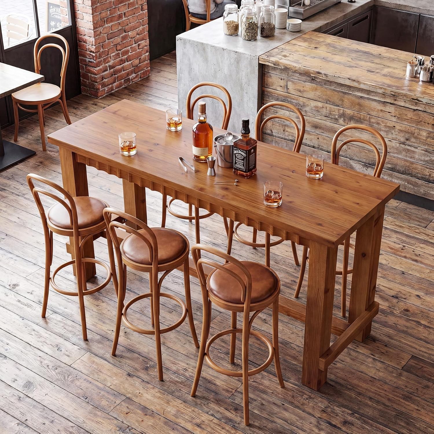 63″ Solid Wood Bar Table Modern Rectangular Counter Height Pub Table for Bistro