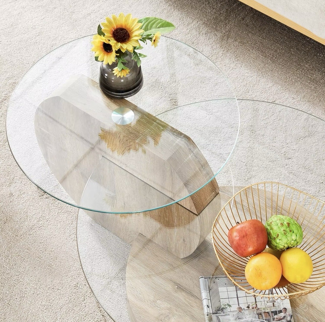Coffee Table Natural Wood Color Living Room Furniture
