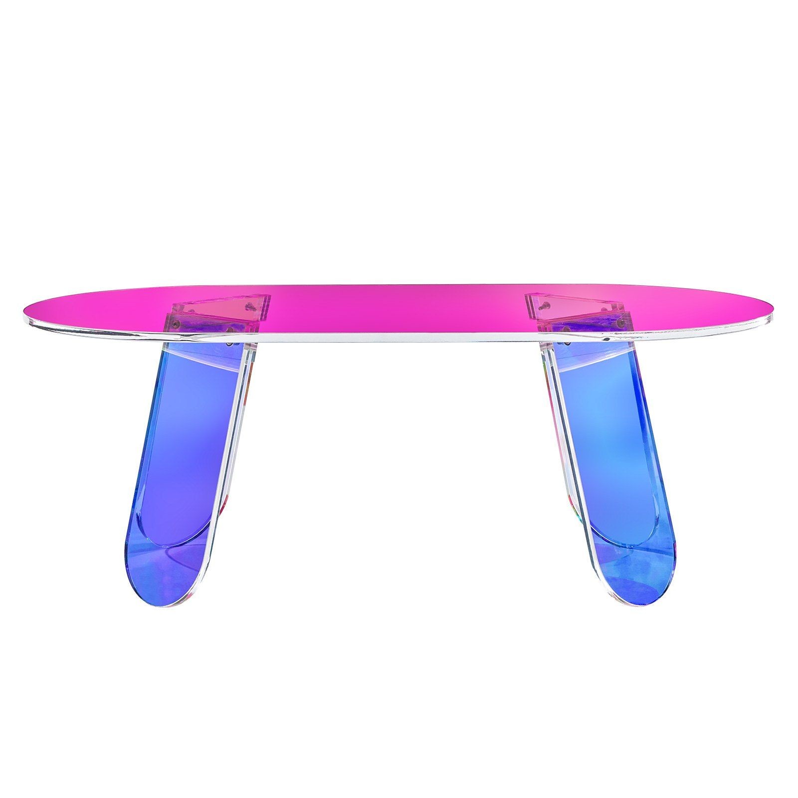 13.8in Opalescent Acrylic Side Table 55lb 12mm Thick Oval Transparent