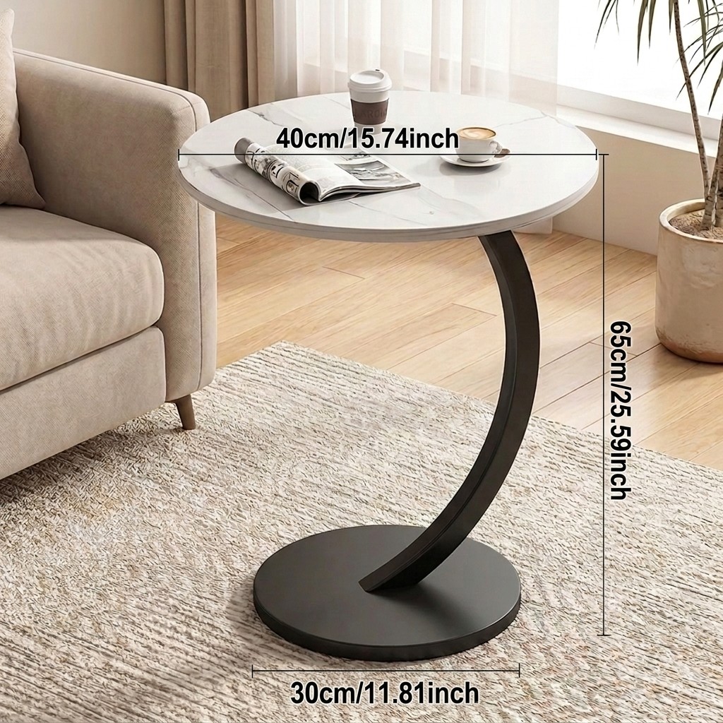 Sofa Side Table with Storage Shelf Modern Couch Table Lightweight White 1-layer