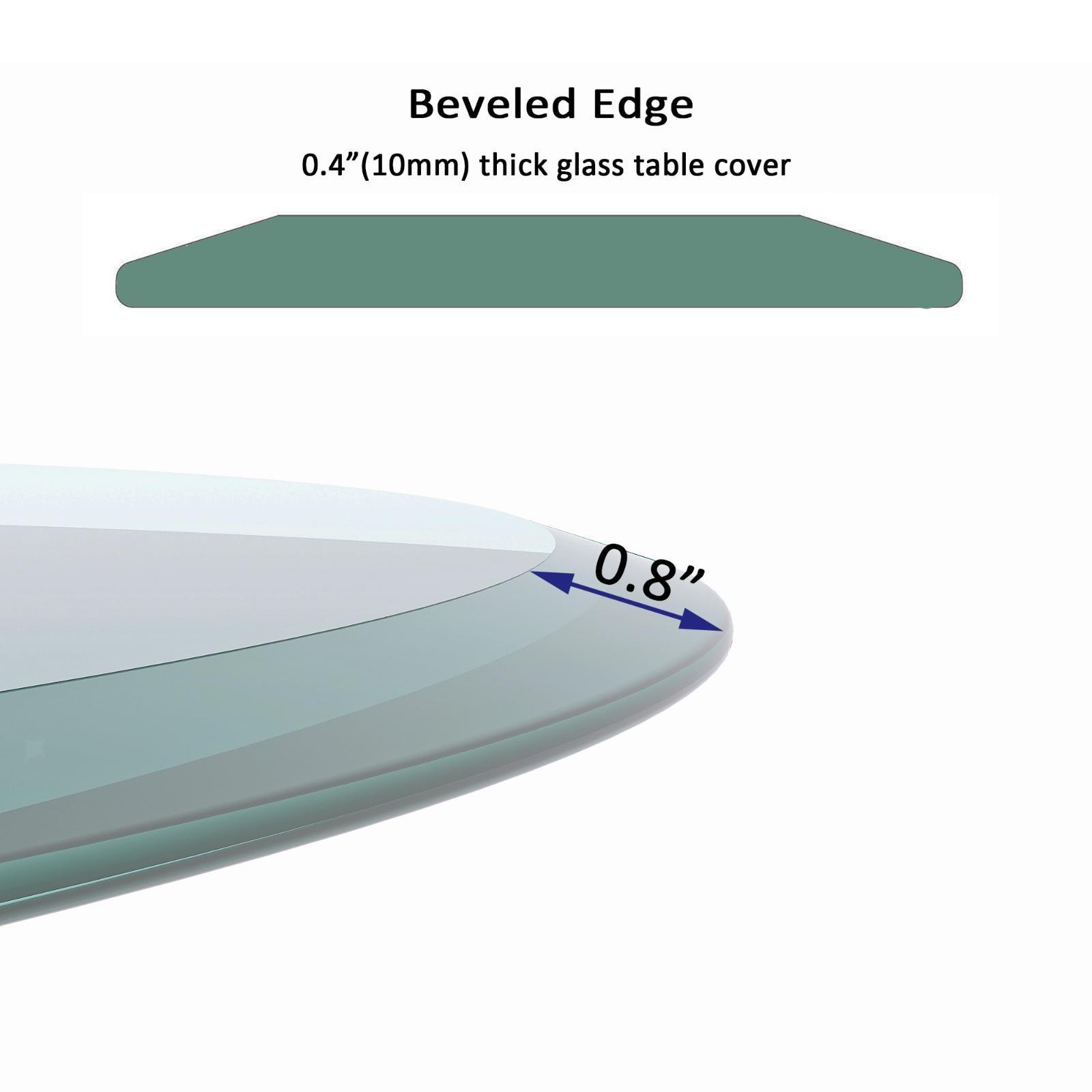 36 Inch Clear Tempered Glass Table Top Polished Beveled Edge Thick Design for