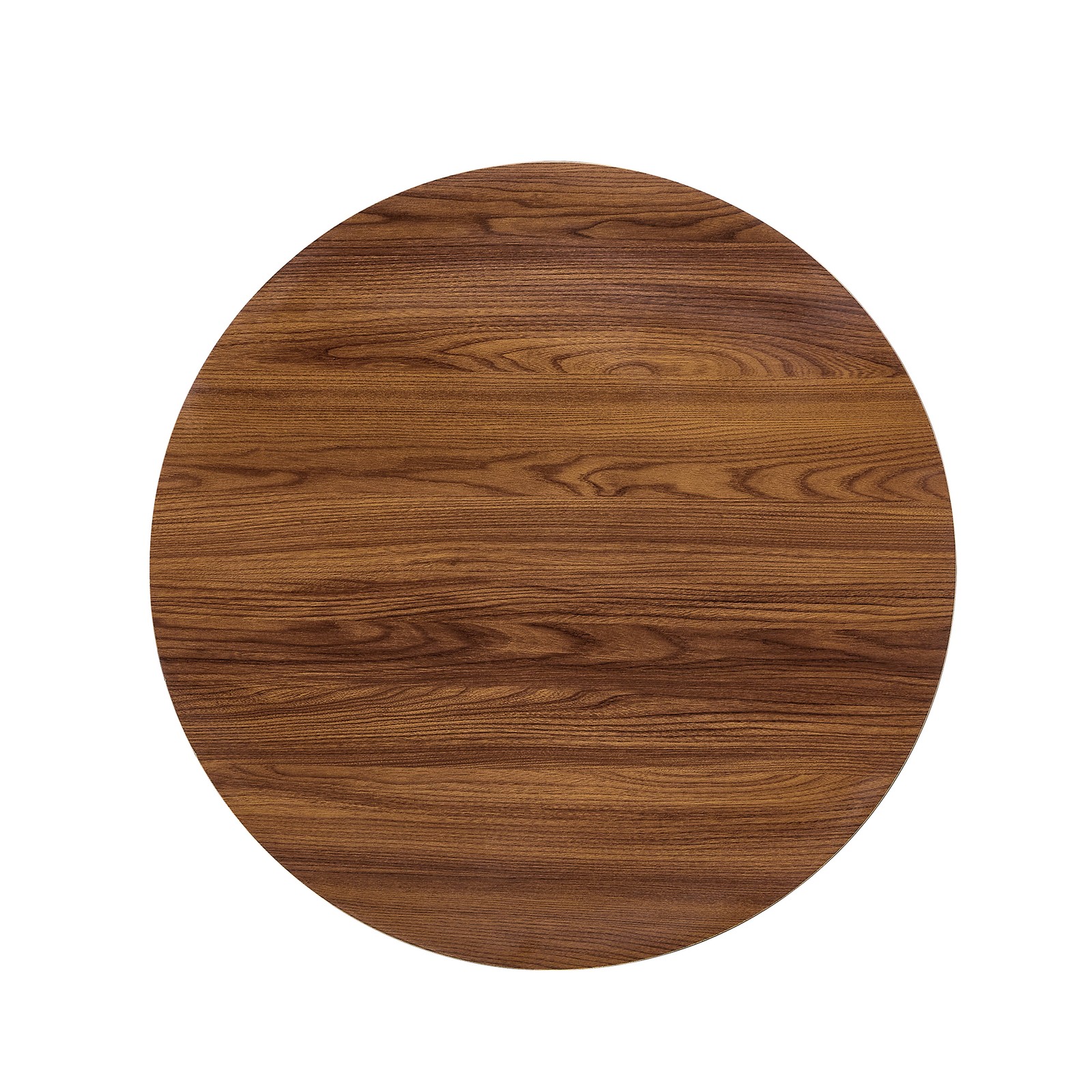 2-Piece Round Coffee Table Set, Walnut Pattern MDF Top, Steel Base, Black