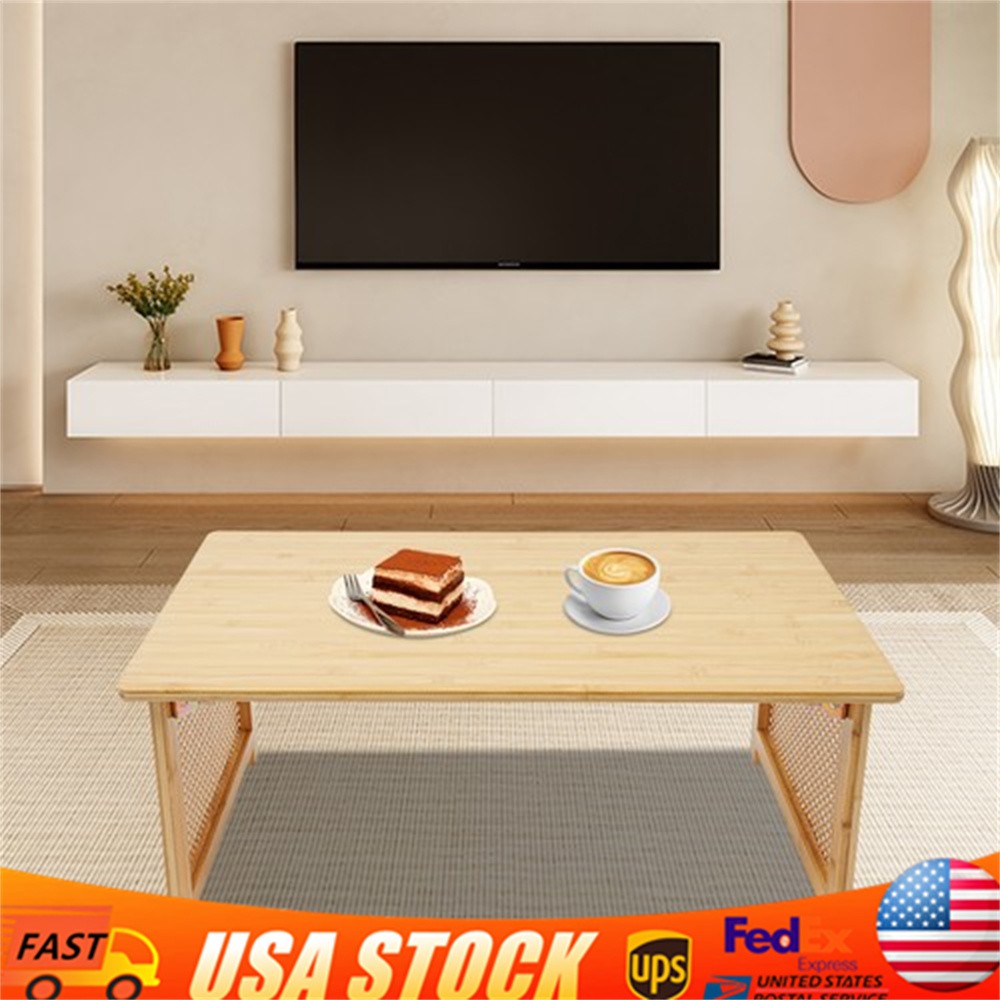 Bamboo Foldable Folding Floor Low Coffee Table for Sitting on The Floor