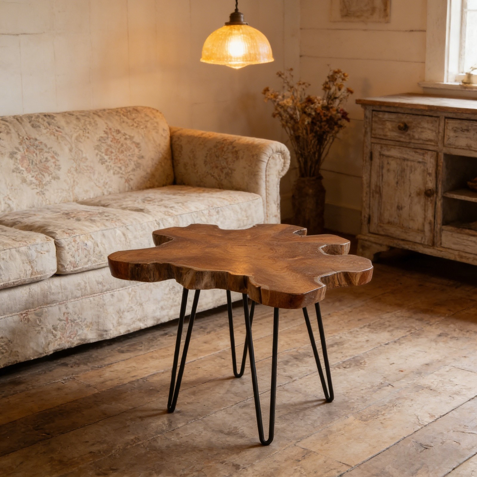 Rustic Teak Wood Slice Coffee Table, Live Edge Coffee Table, Handcrafted