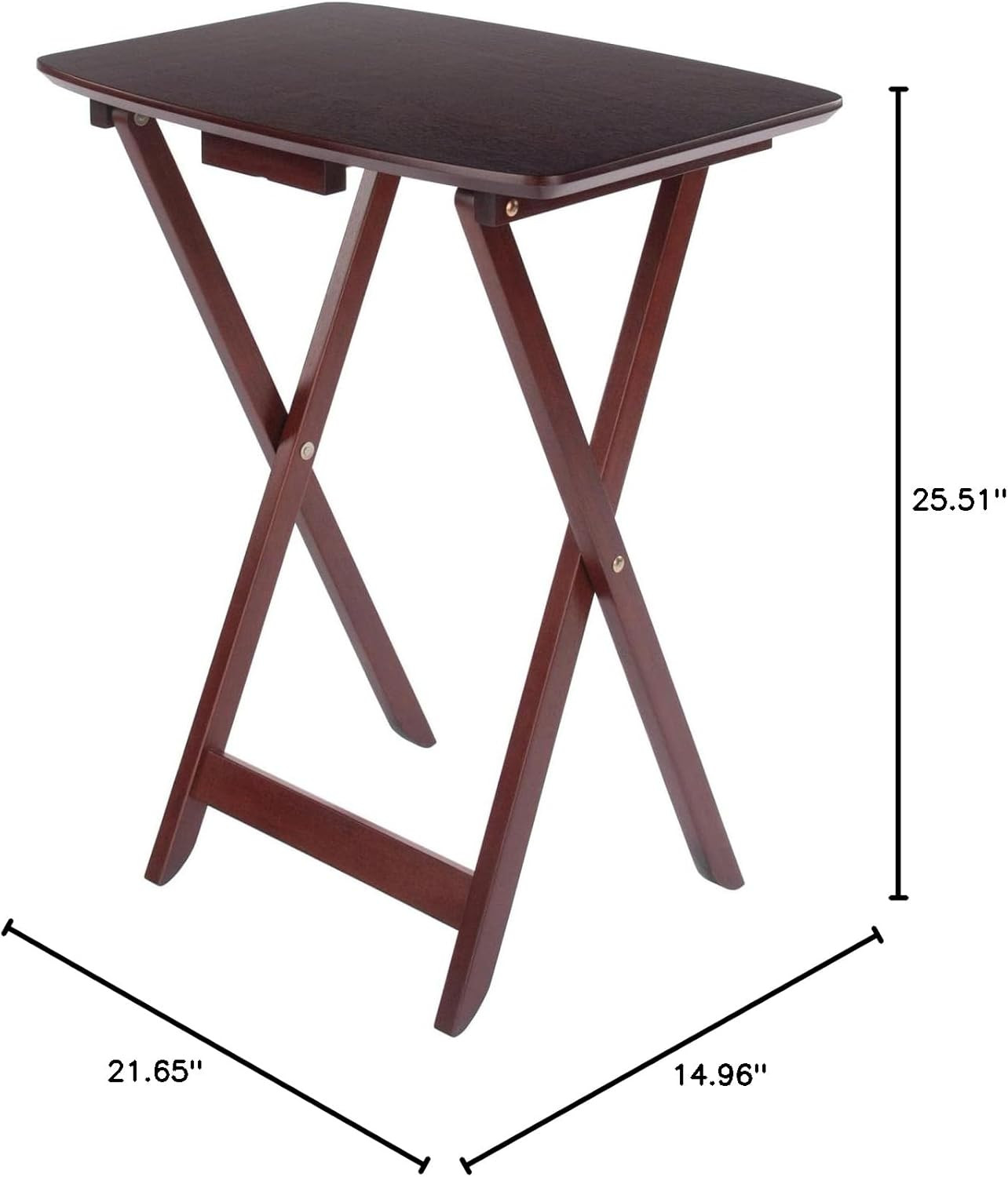 Darlene Set of 2 Foldable Snack Tables, 26″ in Walnut, Easy to Store Portable Fo