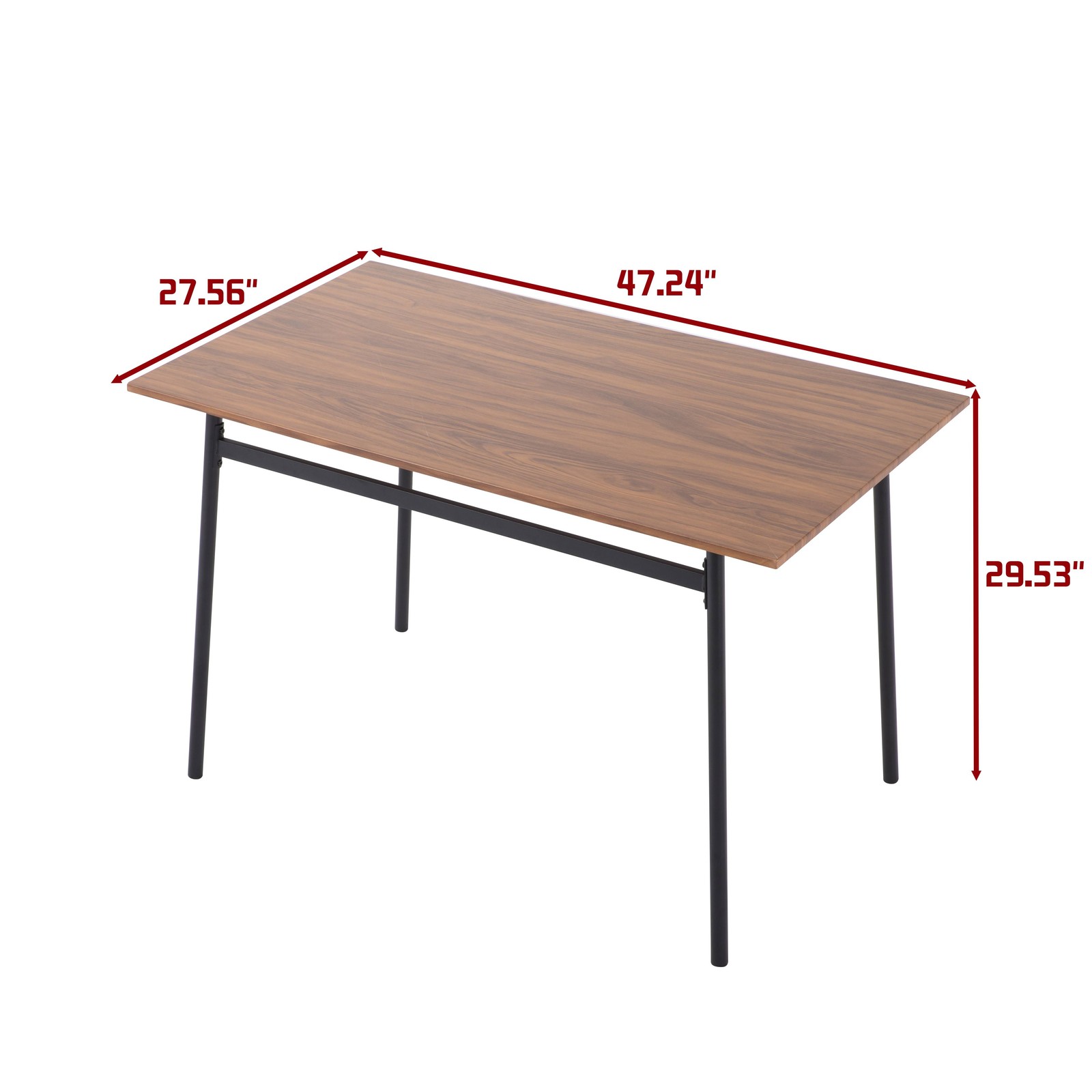 Dining Set for 4 Rectangular MDF Walnut Table & Chairs Metal Frame Small Space
