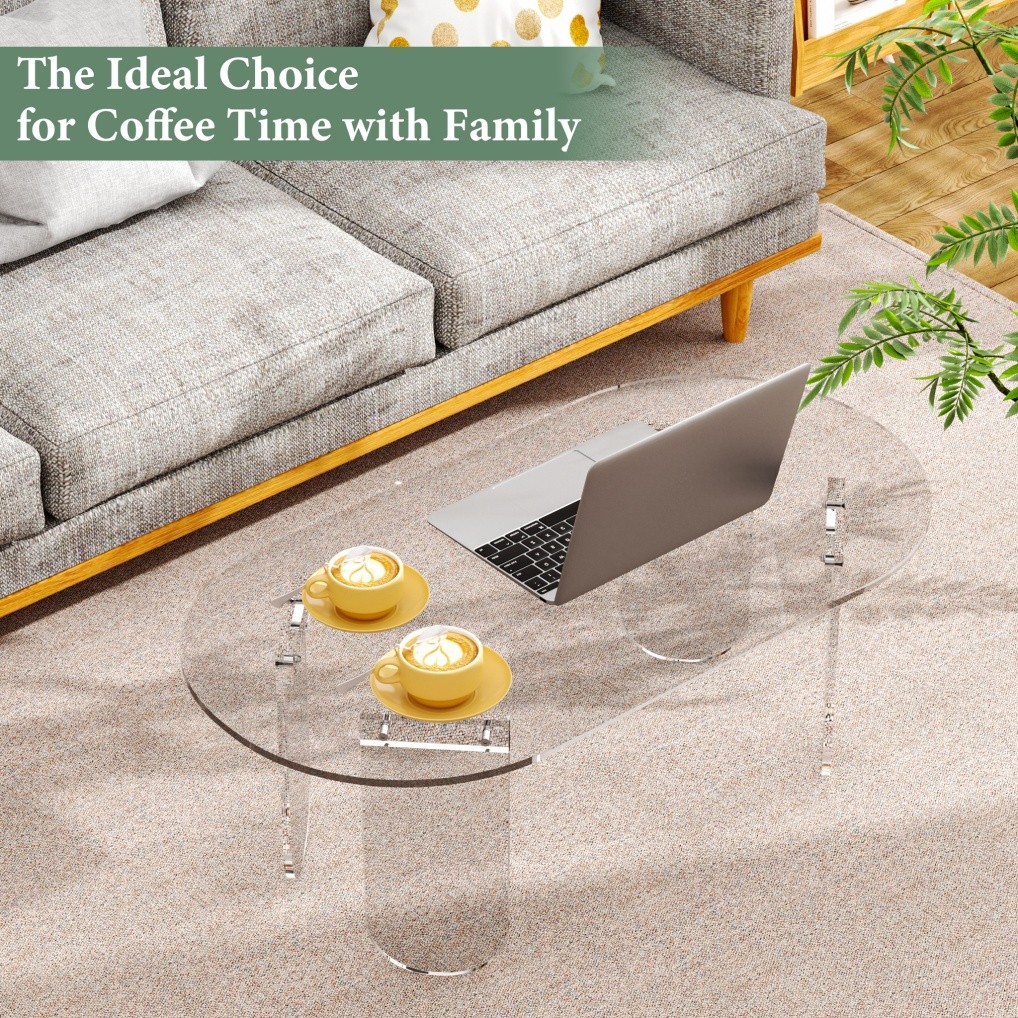 Acrylic Coffee Table Clear Coffee Table with Anti-scratch PVC Cover Sofa Table
