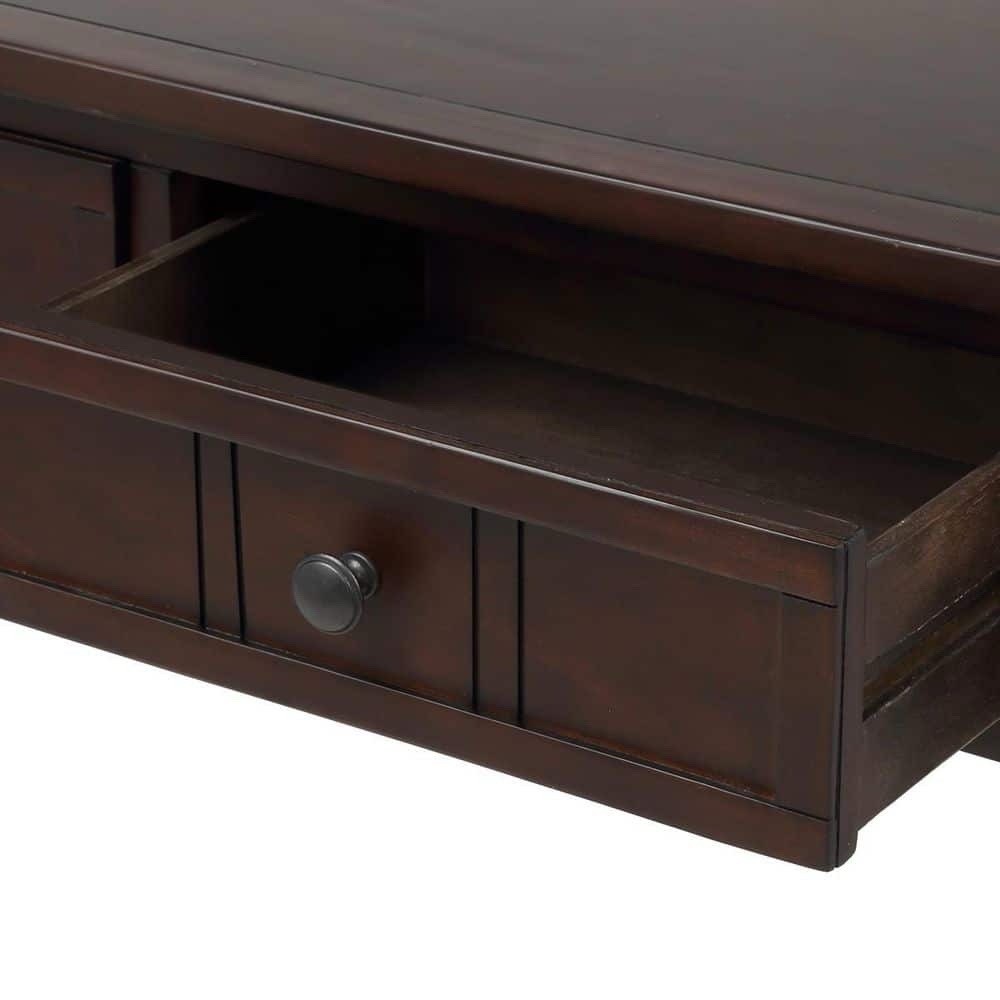 36” Vintage Espresso Solid Wood Console Table, 2 Drawers & Lower Shelf