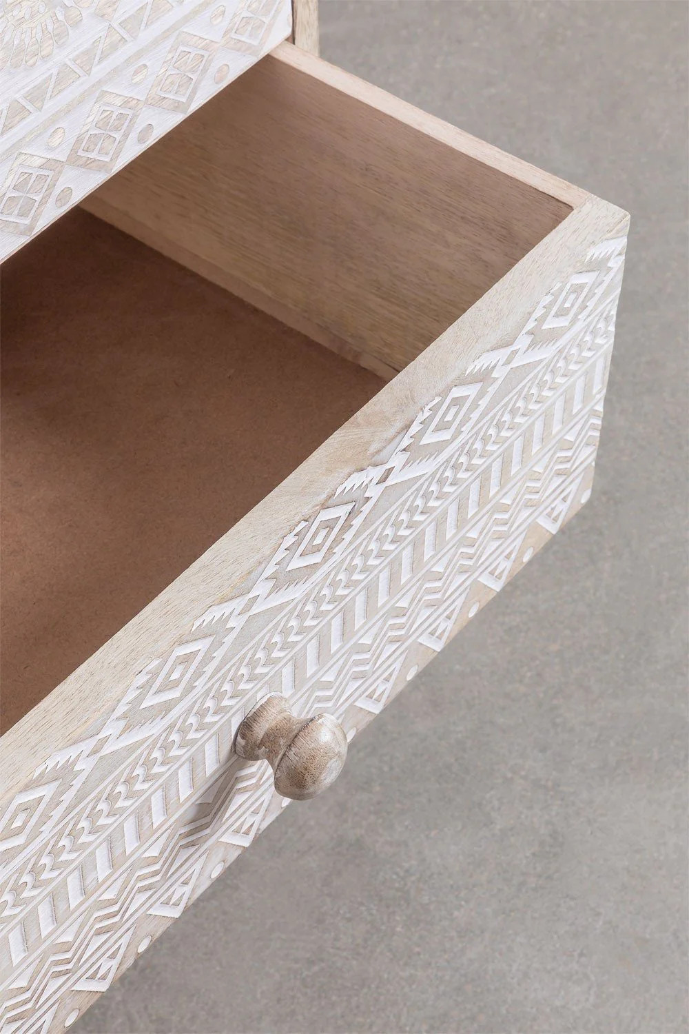Artisan Handmade Bedside Table Solid Wood Hand Carved 17.7 × 13 × 23.6 inches