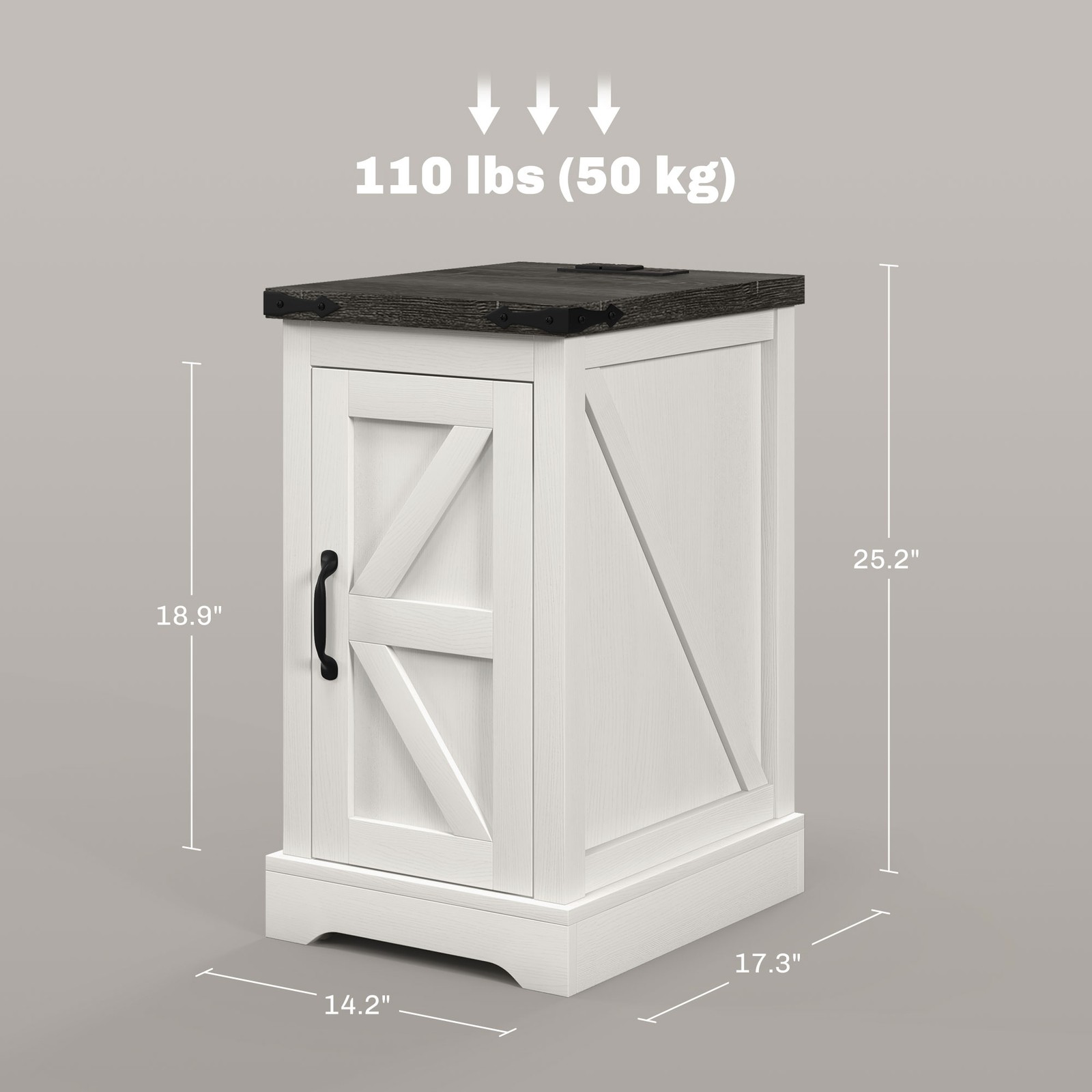 HOMCOM End Table with Charging Station and USB Ports Distressed White