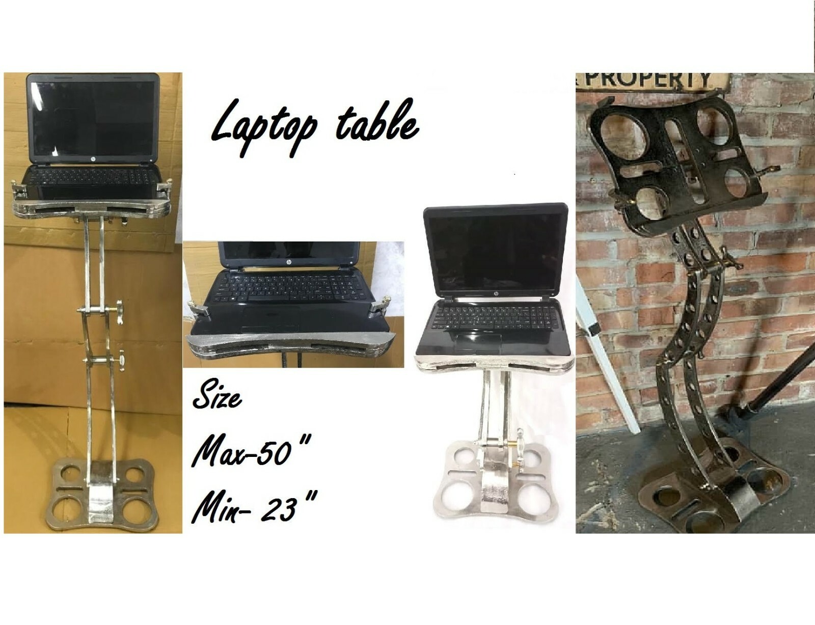 Rustic Laptop table/MENU Stand Steampunk Floor Home decor nickel adjustable
