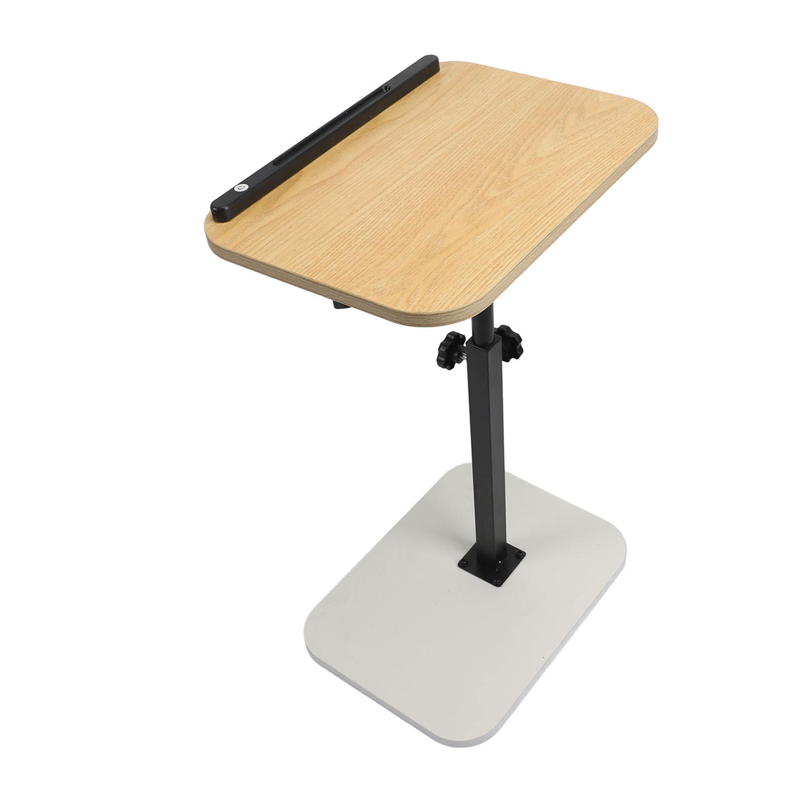 Carbon Steel C Shaped Side Table Solid Wood Tilt Top Overbed Table For Sofa