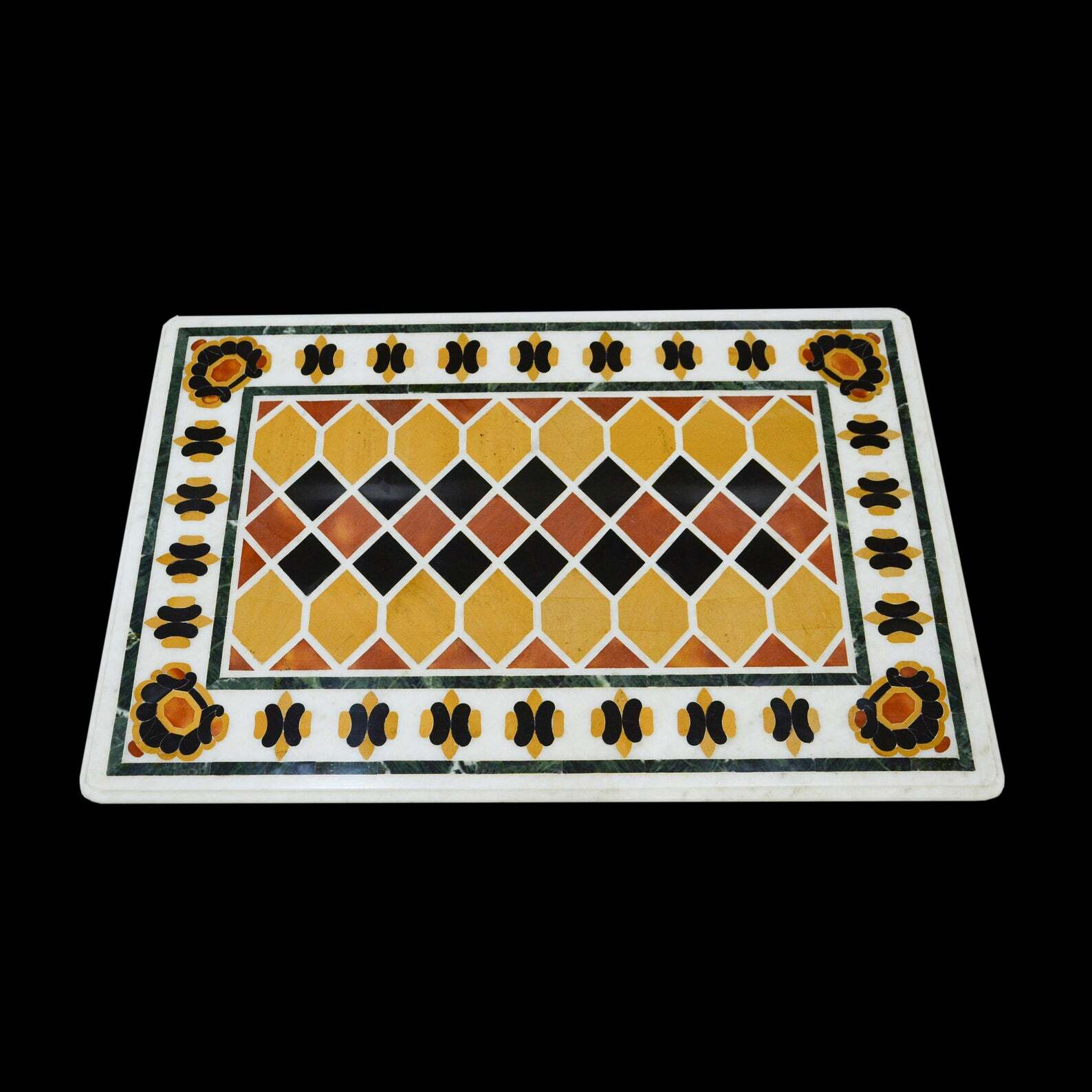 4’x2′ white Marble Table Top Stone Inlay Center Coffee Malachite antique design