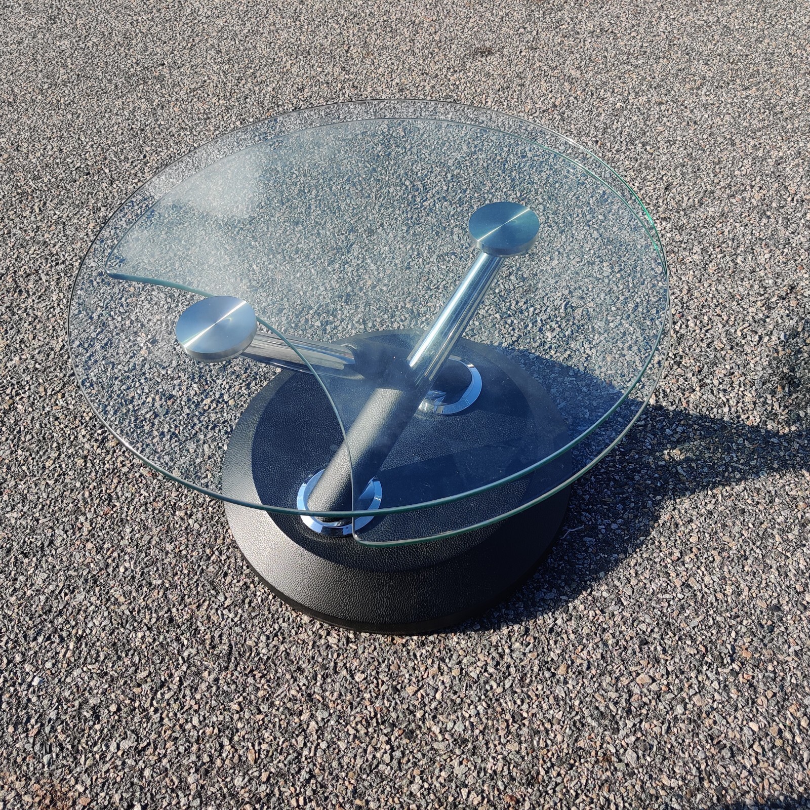 Vintage Modesto for Magnussen Swivel Coffee Table Postmodern Glass Two Available