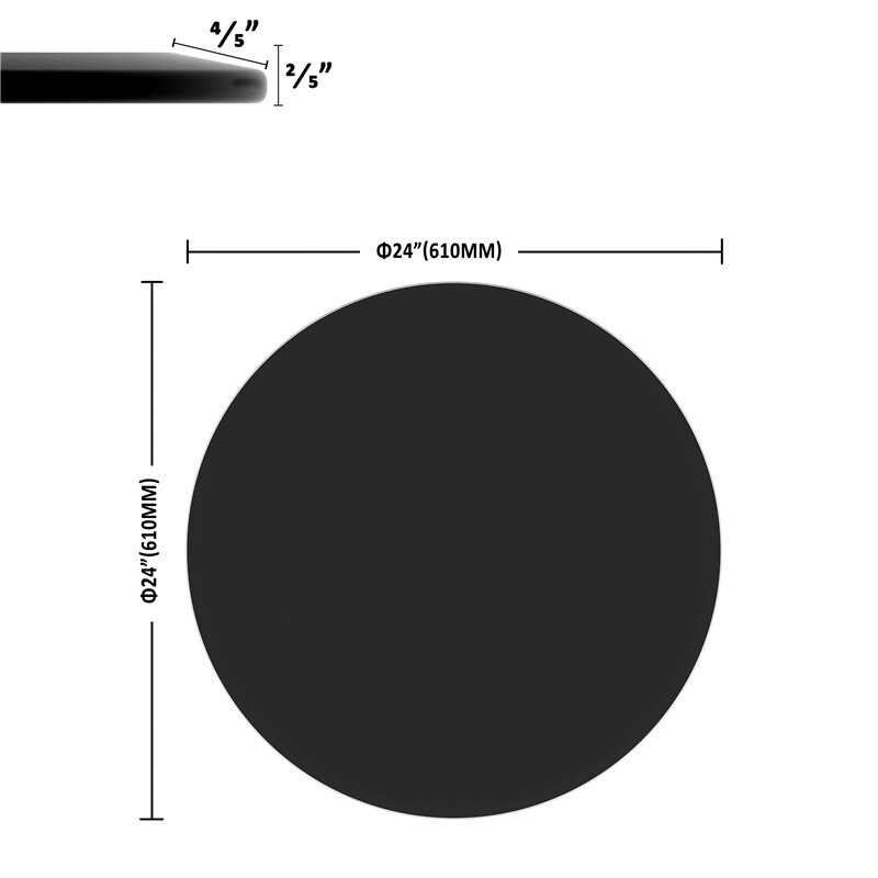 Round Black Tempered Glass Table Top 2/5” 3/8″ Thick Beveled Polished Edge
