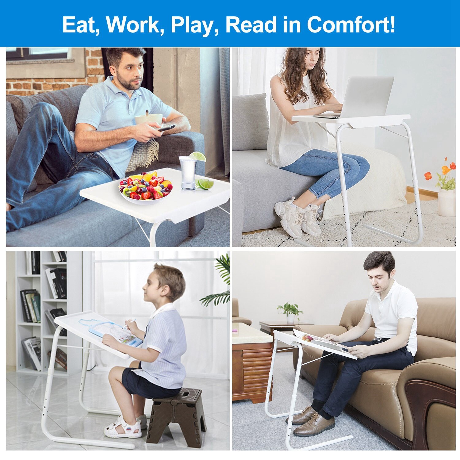 Heavy Duty TV Tray Table Stand Portable Laptop Desk Sofa Bedside Table Foldable