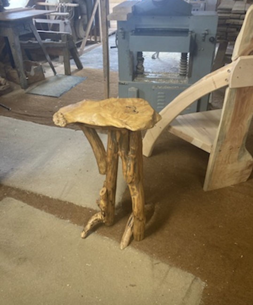 Handcrafted Live Edge Wood Side Table, Red Maple And Aspen