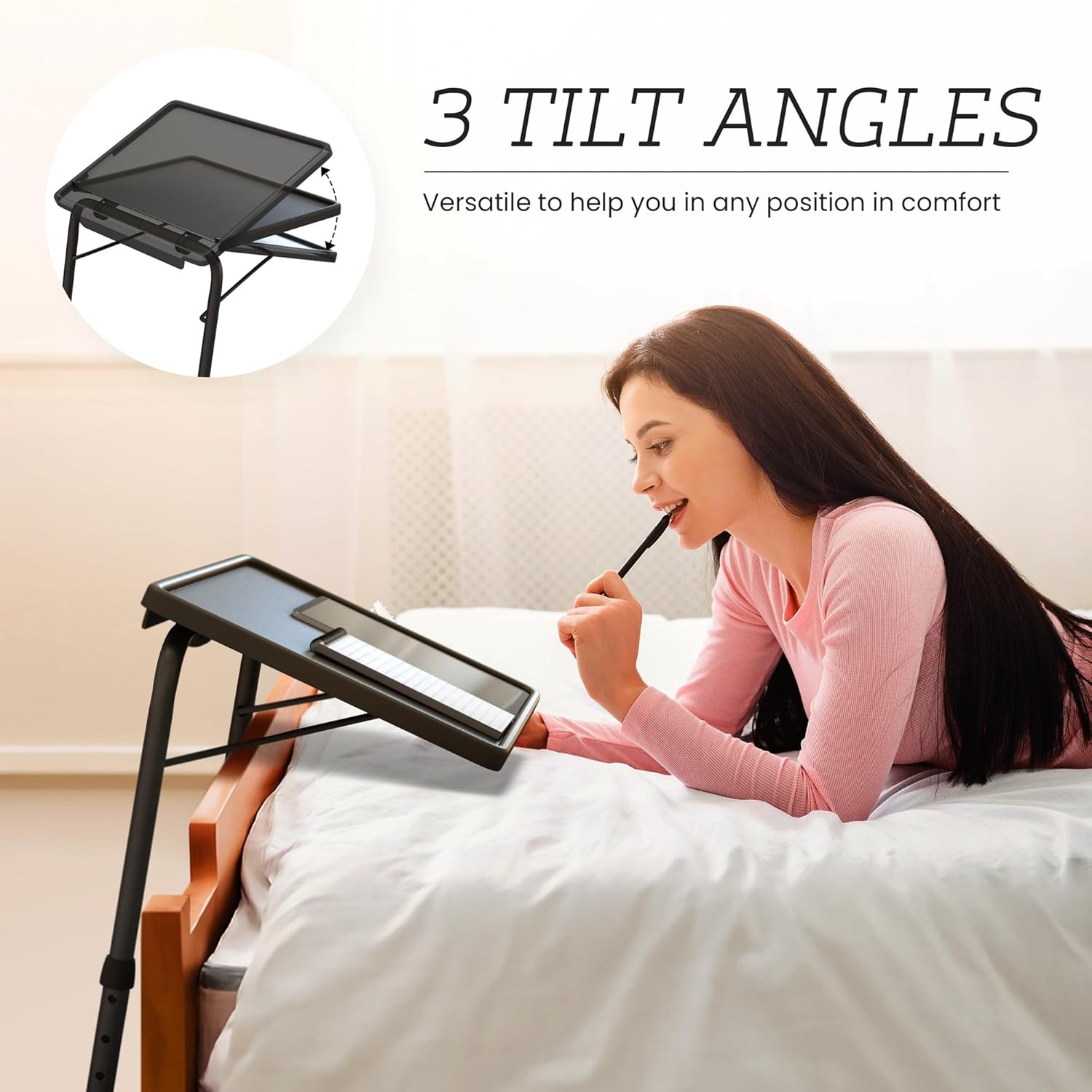 Adjustable TV Tray Table Portable Folding Laptop Desk Dinner Bed Sofa Tray Table
