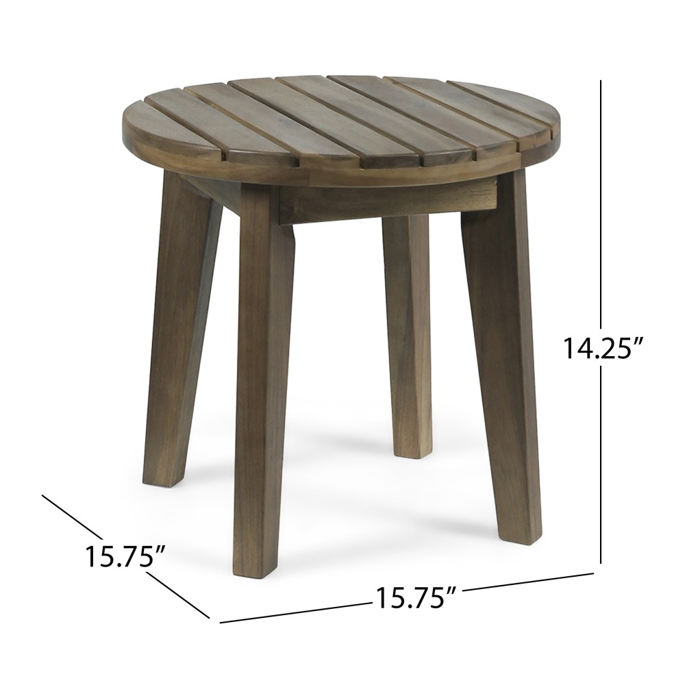 Outdoor Side Table 16″ Acacia Wood Teak Finish Patio