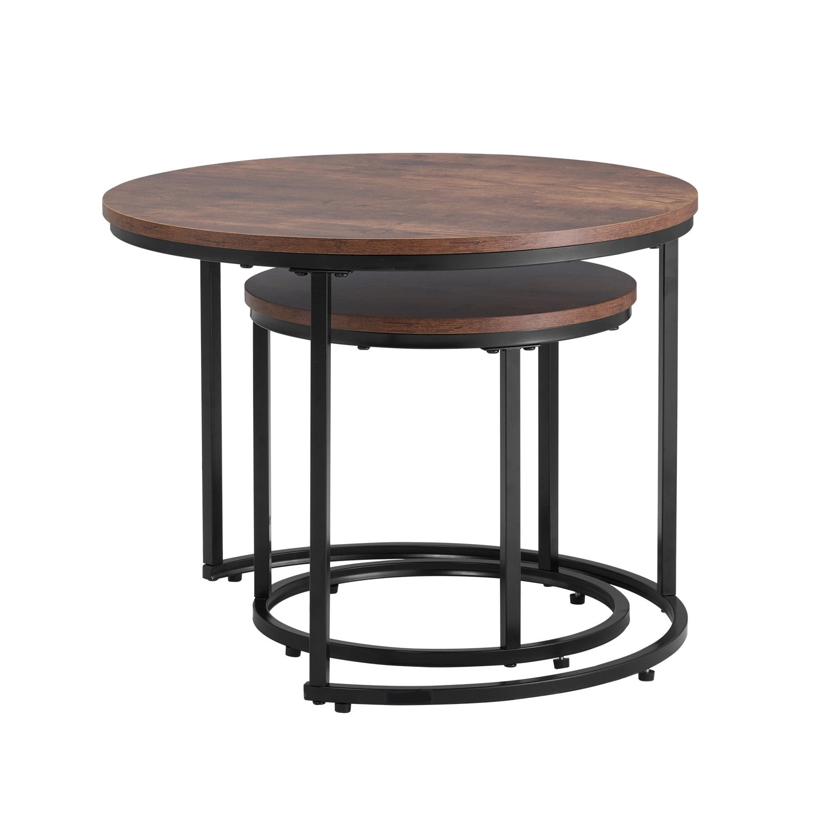 Nesting Coffee Table Set of 2 23.6 in Round Tables Ideal Compact Spaces End Side