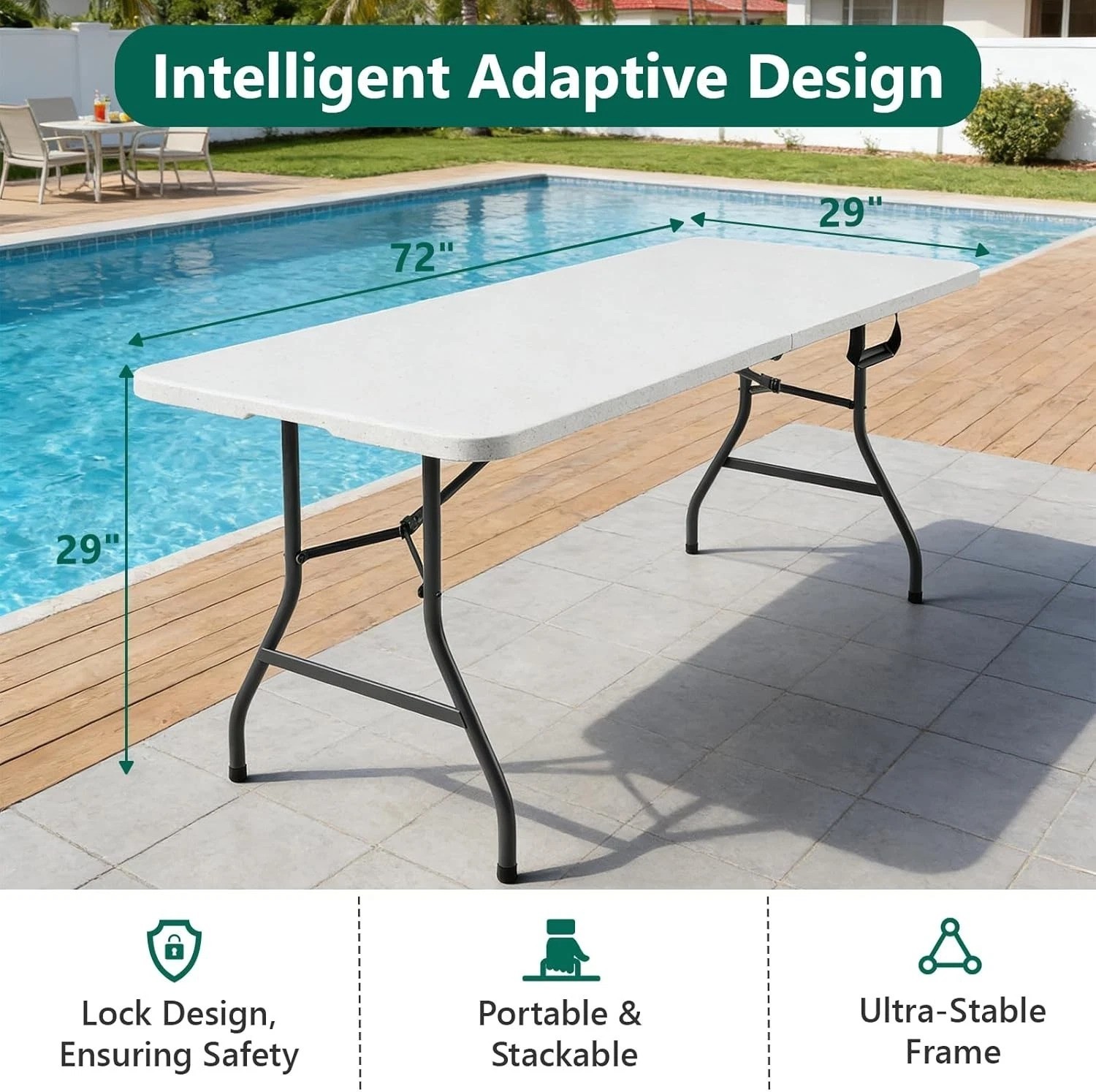 6ft Folding Tables – Durable Heavy Duty, Portable Solution for Events (2-Pack)