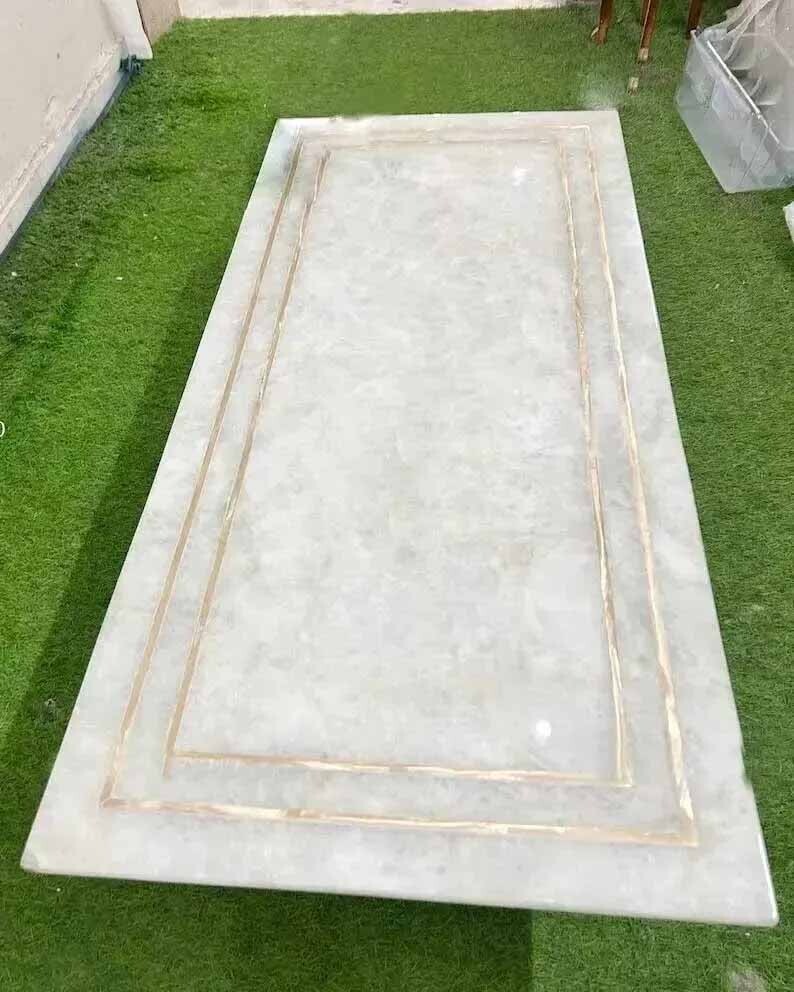 24″x36″ Rectangle White Quartz Dining Table Top Handmade Art Furniture Home Deco