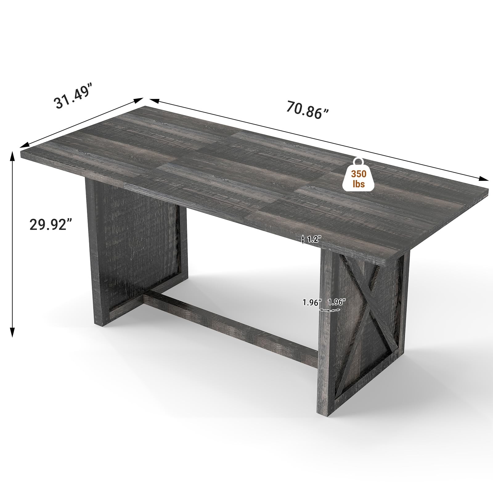 70.87″ Wooden Dining Table for 6-8 People – Farmhouse Rectangular Kitchen Tab…