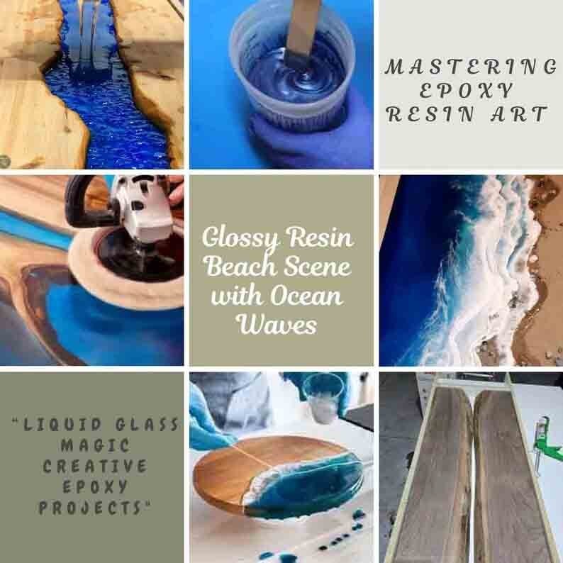 Blue Epoxy Resin Round Coffee Table Handcrafted Acacia Wood River Furniture Deco