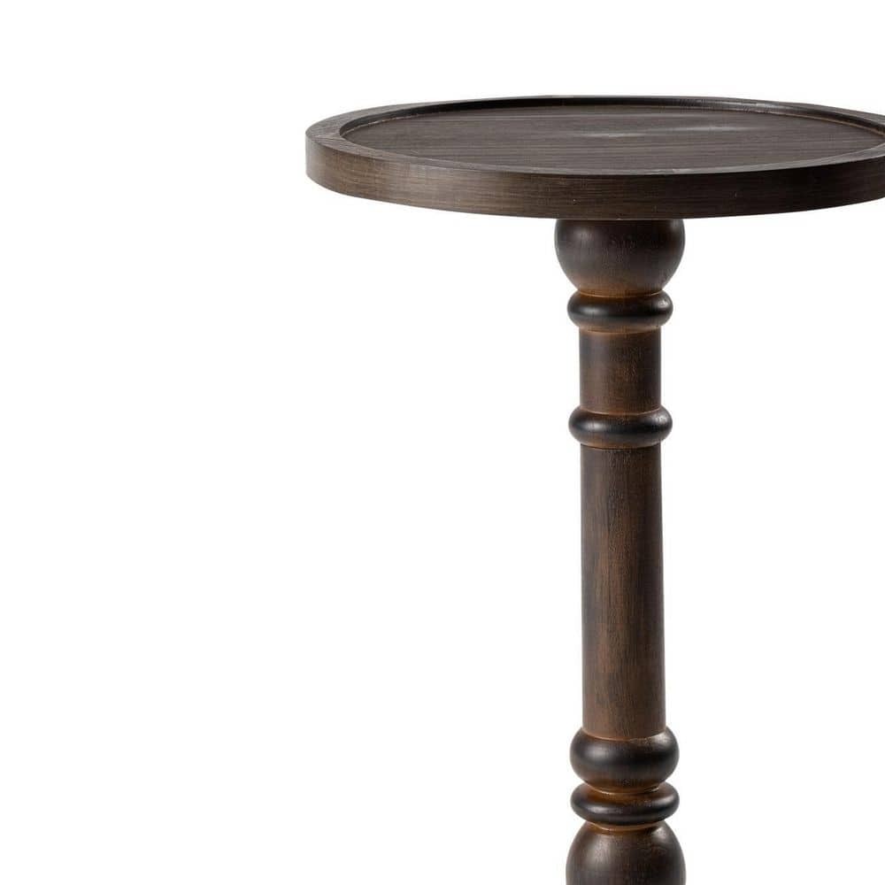 15 in. D x 15 in. W x 23.4 in. H Espresso Pedestal Small Drinking Wood End Table