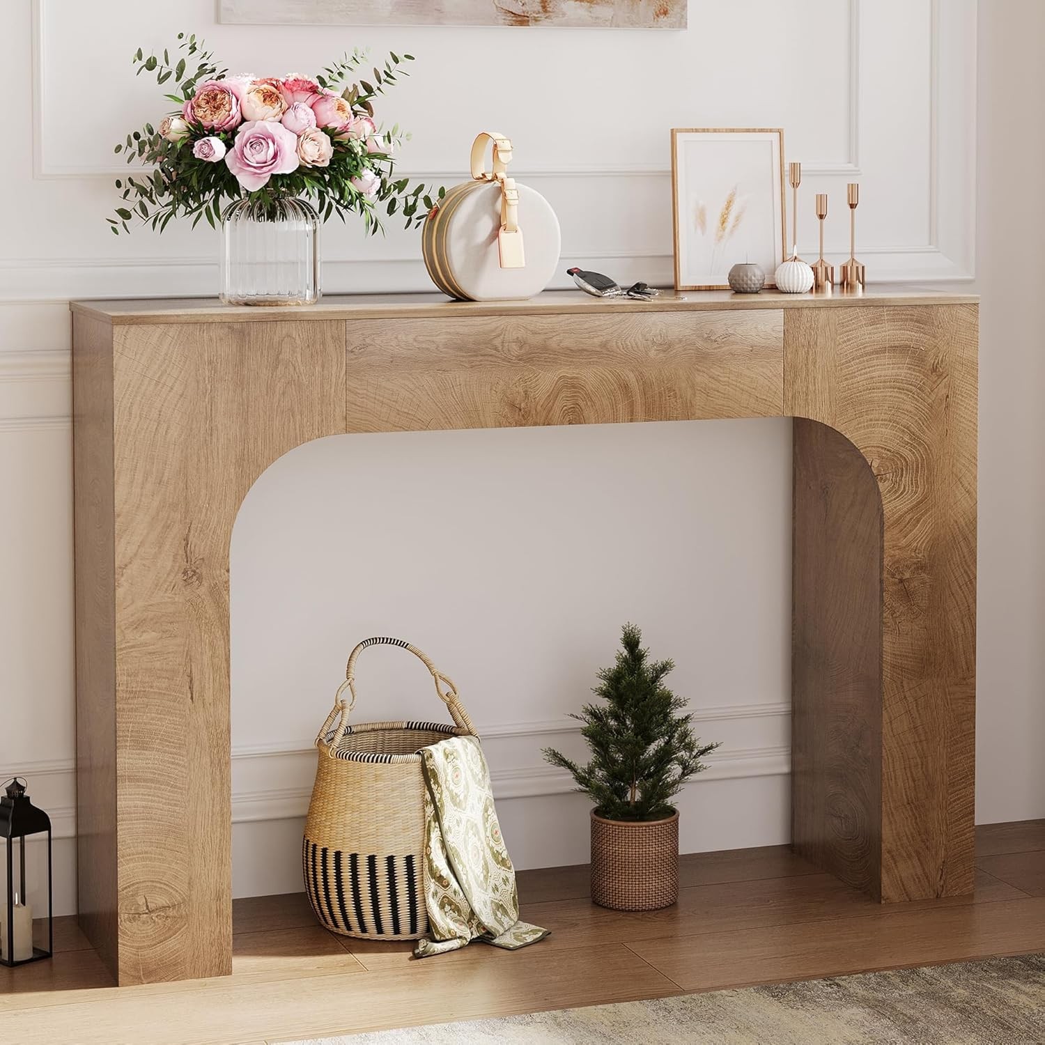 47 in Console Table Narrow Wood Entryway Behind Couch Slim Hallway Furniture