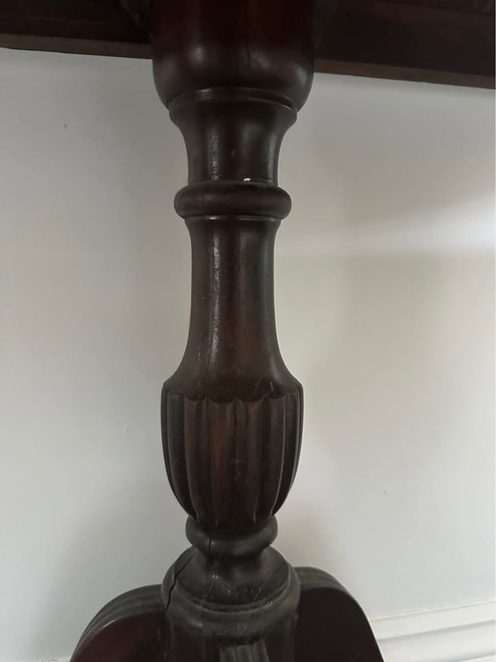Vintage Federal Style Mahogany Wood Demilune Table – Brass Paw Feet