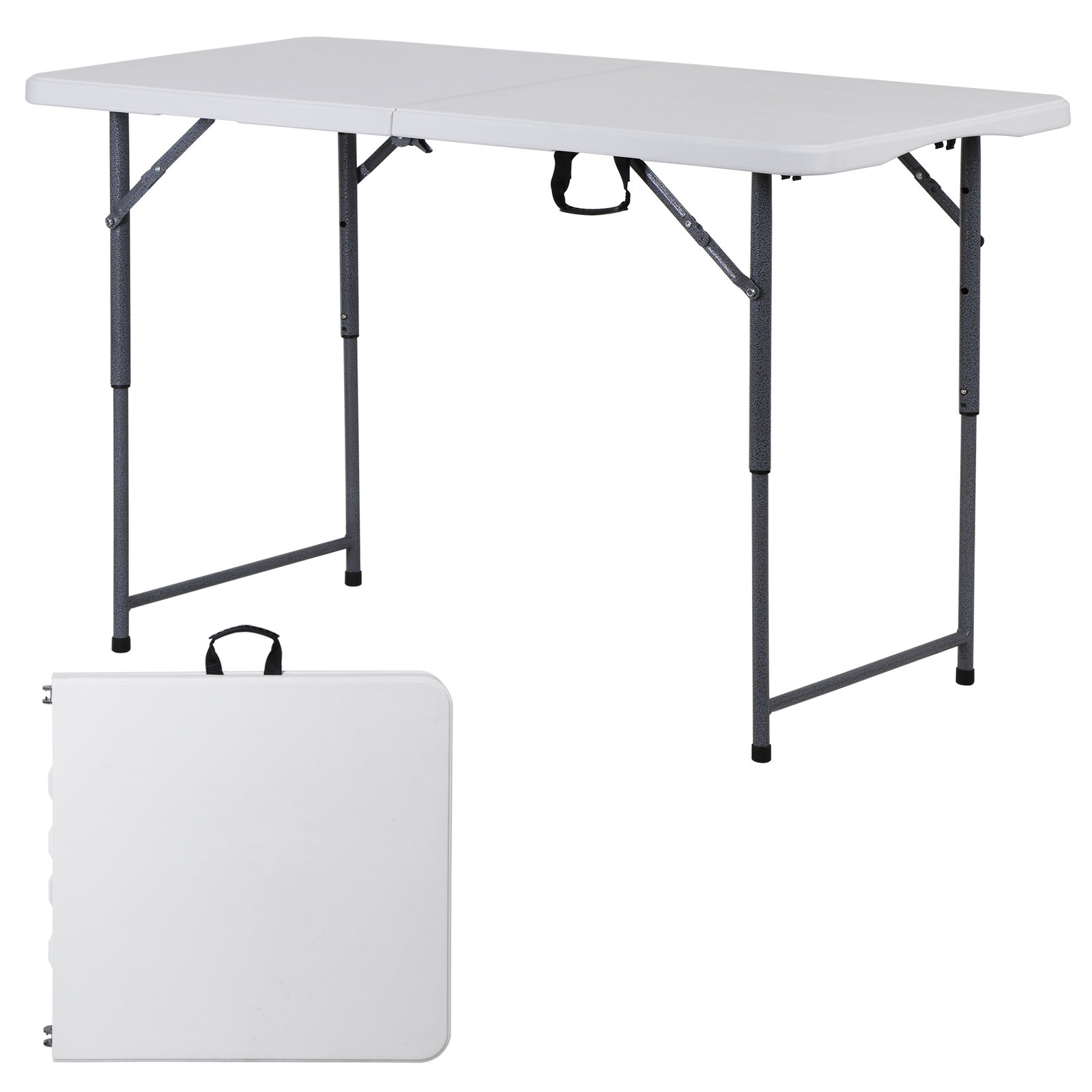 Plastic Folding Table 4 Ft Adjustable Height Camping Table for Party Study White