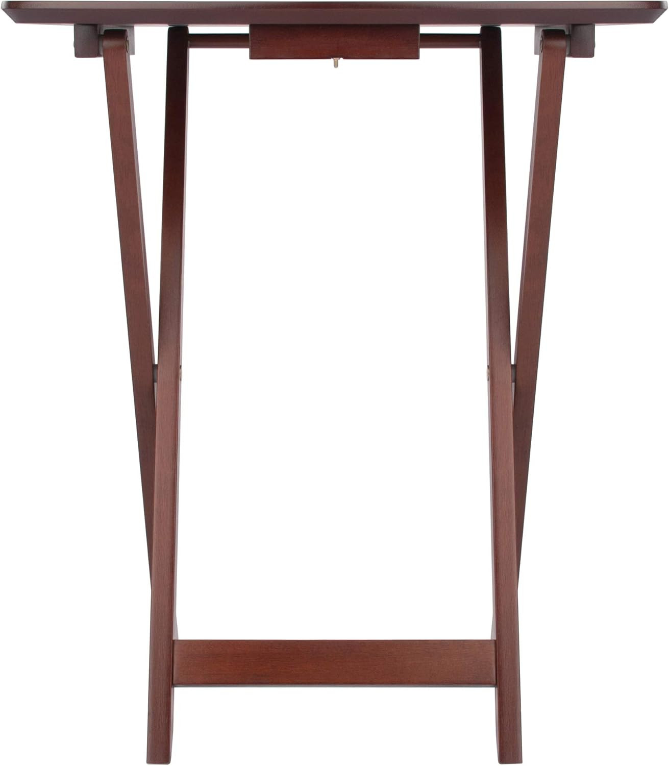 Darlene Set of 2 Foldable Snack Tables, 26″ in Walnut, Easy to Store Portable Fo