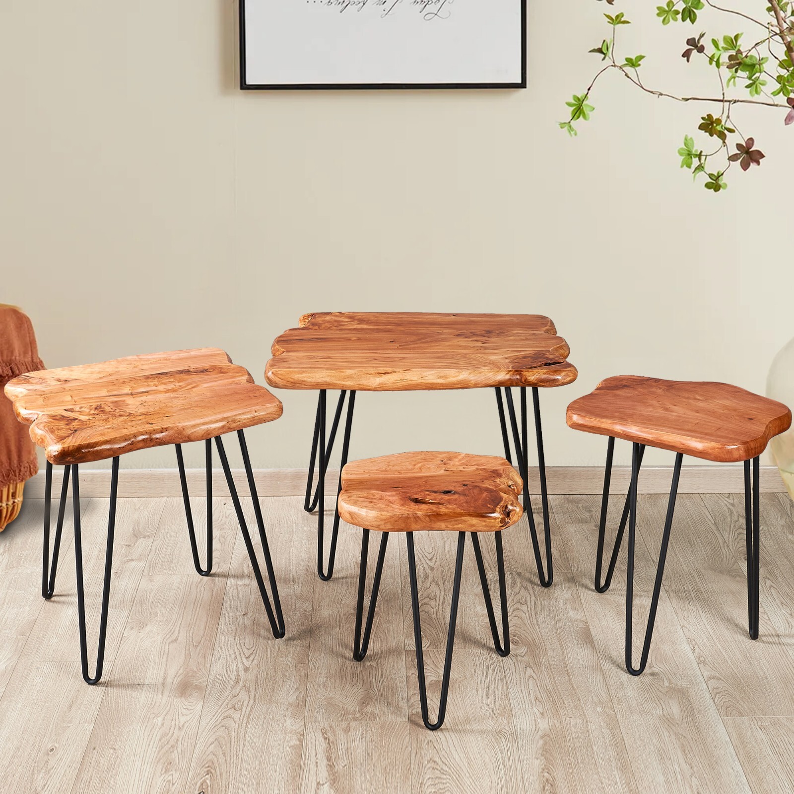 Handcrafted Natural Edge Side Table Rustic Live Edge End Table Nightstand 4Sizes