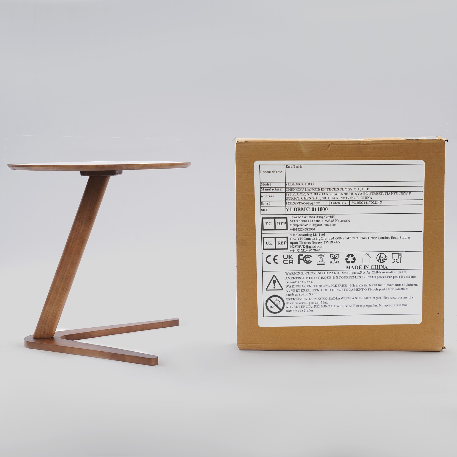 Round Side Table, Rubber Wood, 19.7 Inch Diameter, 20.1 Inch Height, 55 lbs