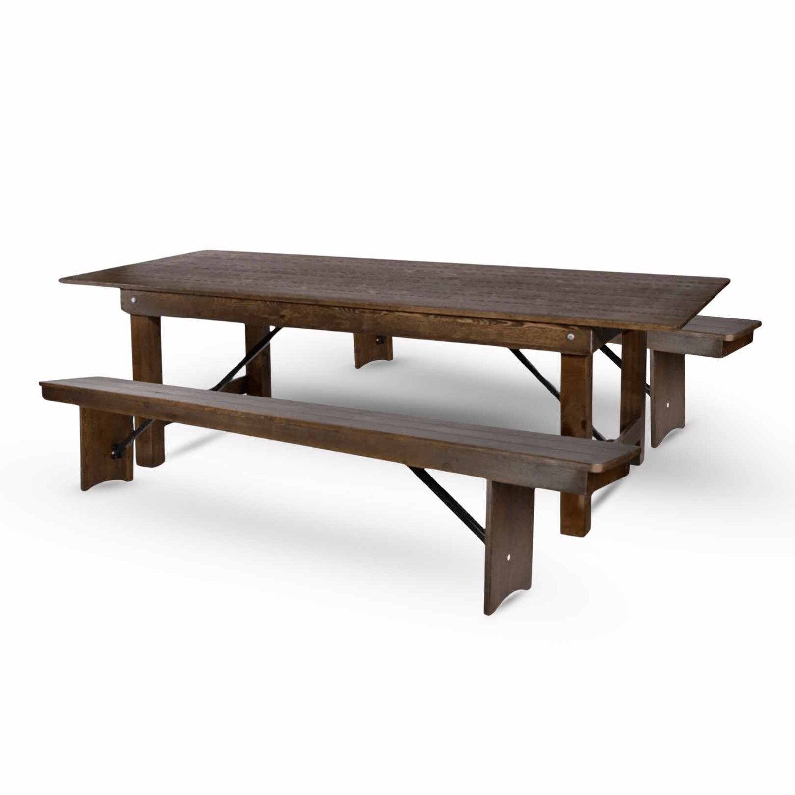 Fruitwood Straight Leg Farm Table Dining Set with 2 Benches by Chivari