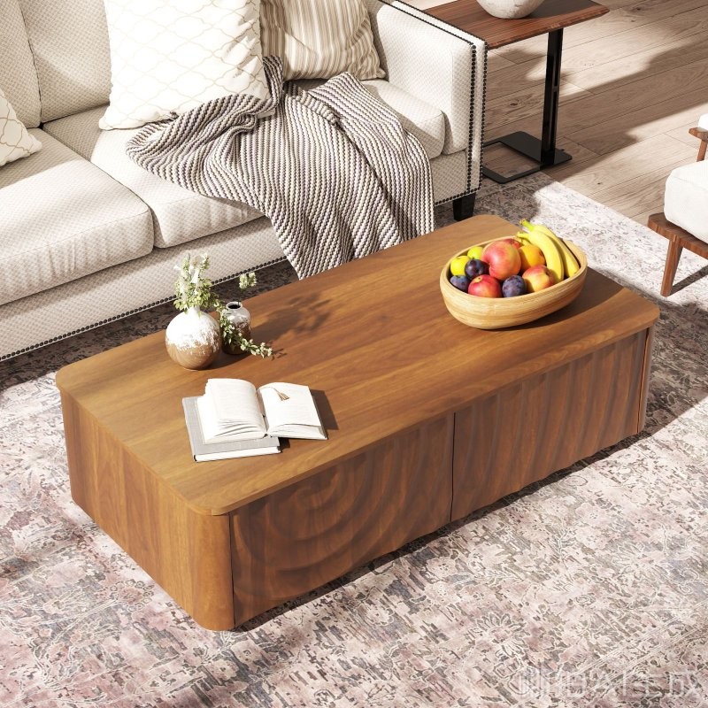 47” Rectangle Coffee Table Console Table With Storage,2 Drawers For Living Room