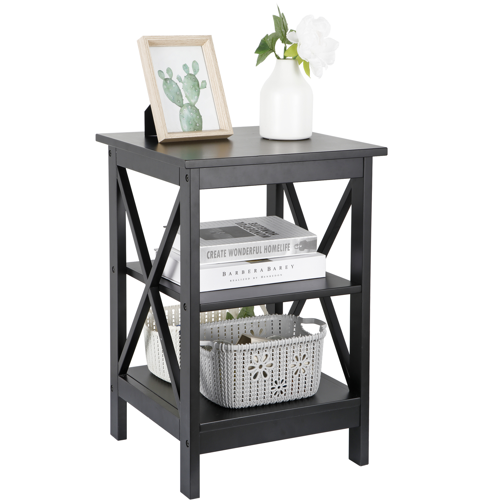 Side End Storage Shelf 24″ End Table Sofa X-Design LivingRoom Furniture