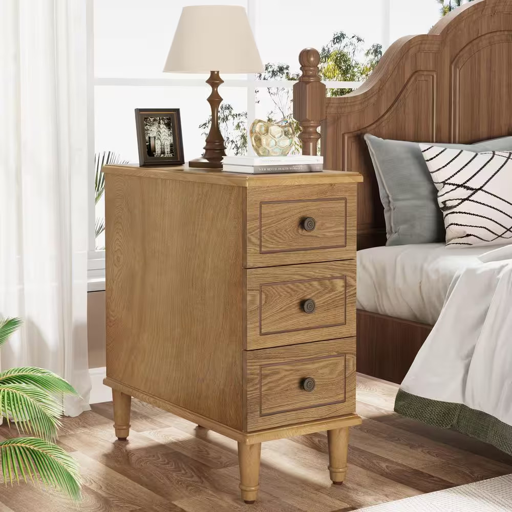 Kerlin 23.62 In. W Light Brown Rectangle Fully Assembled Wood End Side Table 3-D