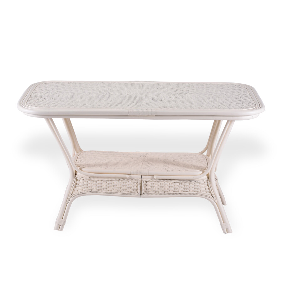 Alexa Dining Oval Table White Color Natural Rattan Wicker Handmade Design
