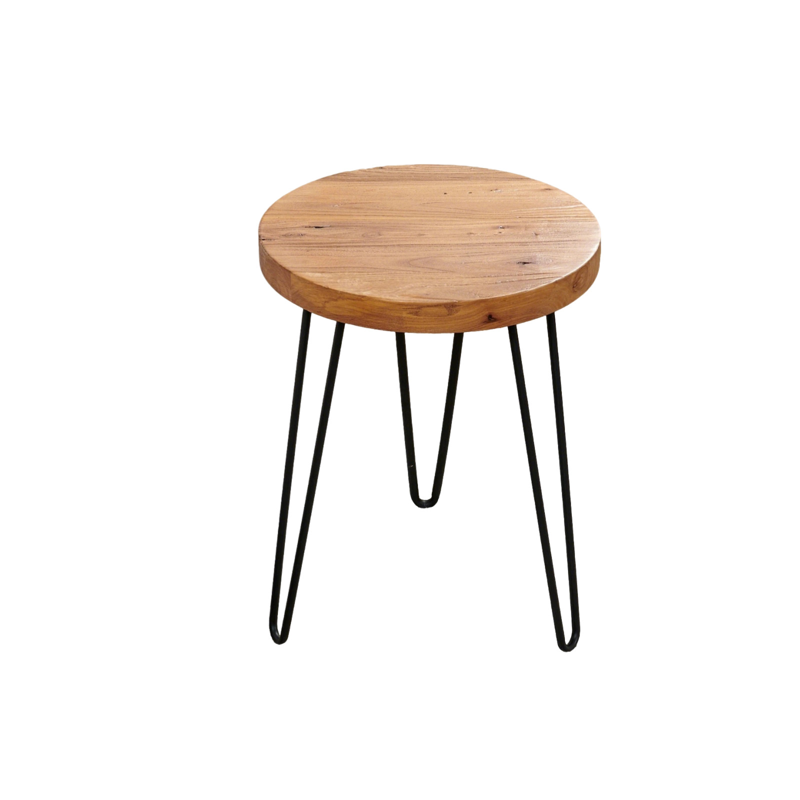 GREENAGE Rustic Old Elm Wood Round End Table Nightstand Sofa Side Table 20.5″ H