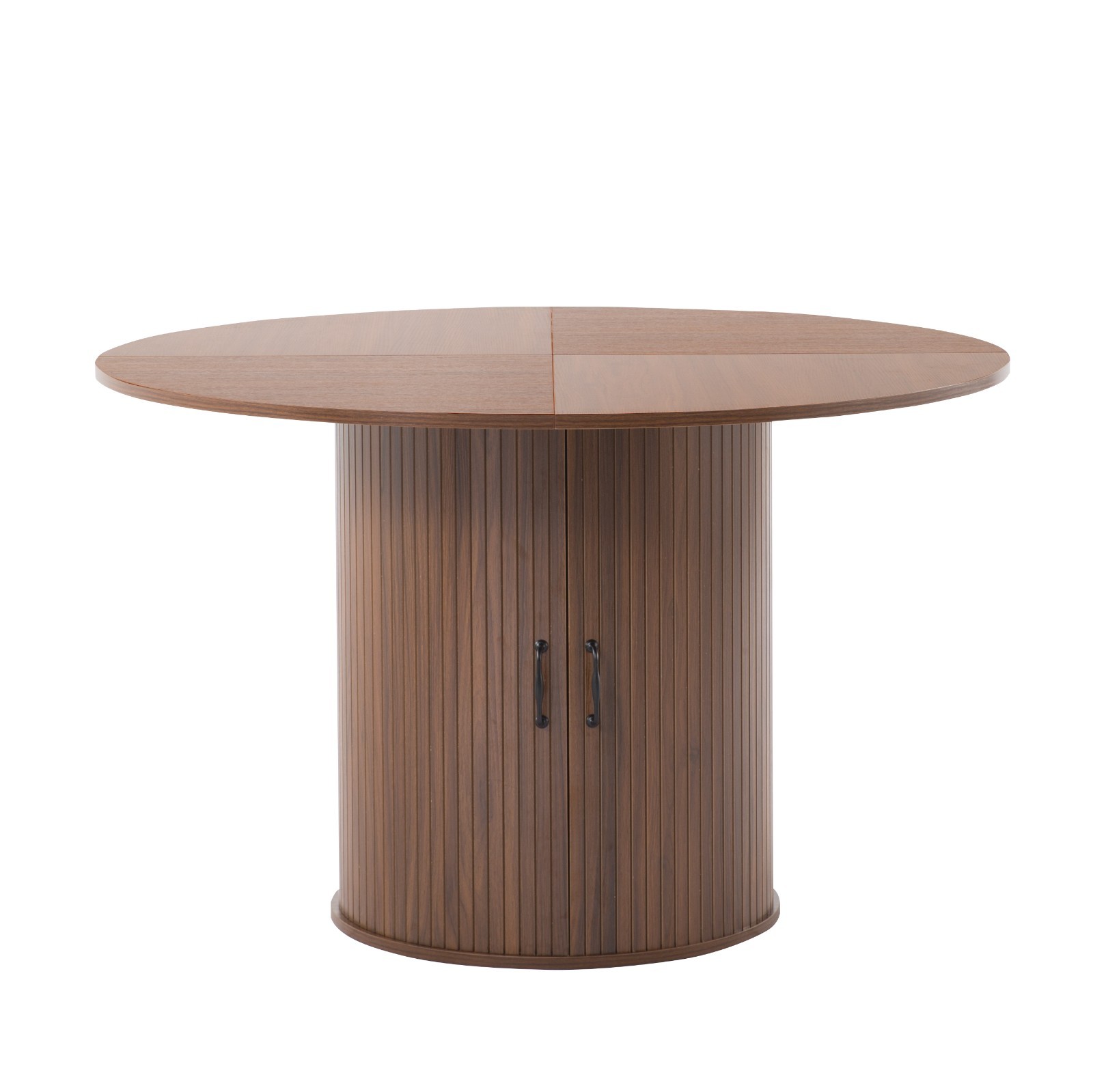 Extendable Round Dining Table Walnut Oval Kitchen Table Seats 4-6