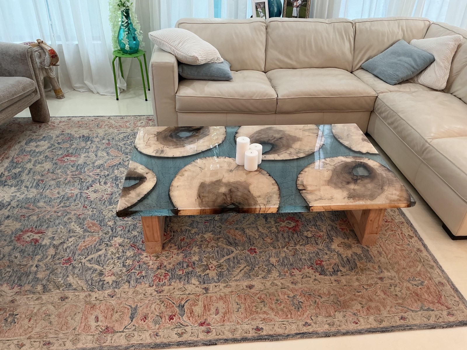 Handmade NYC artist Epoxy Coffee Table Maple 5’x3’ 60”x36”x1.5” live edge