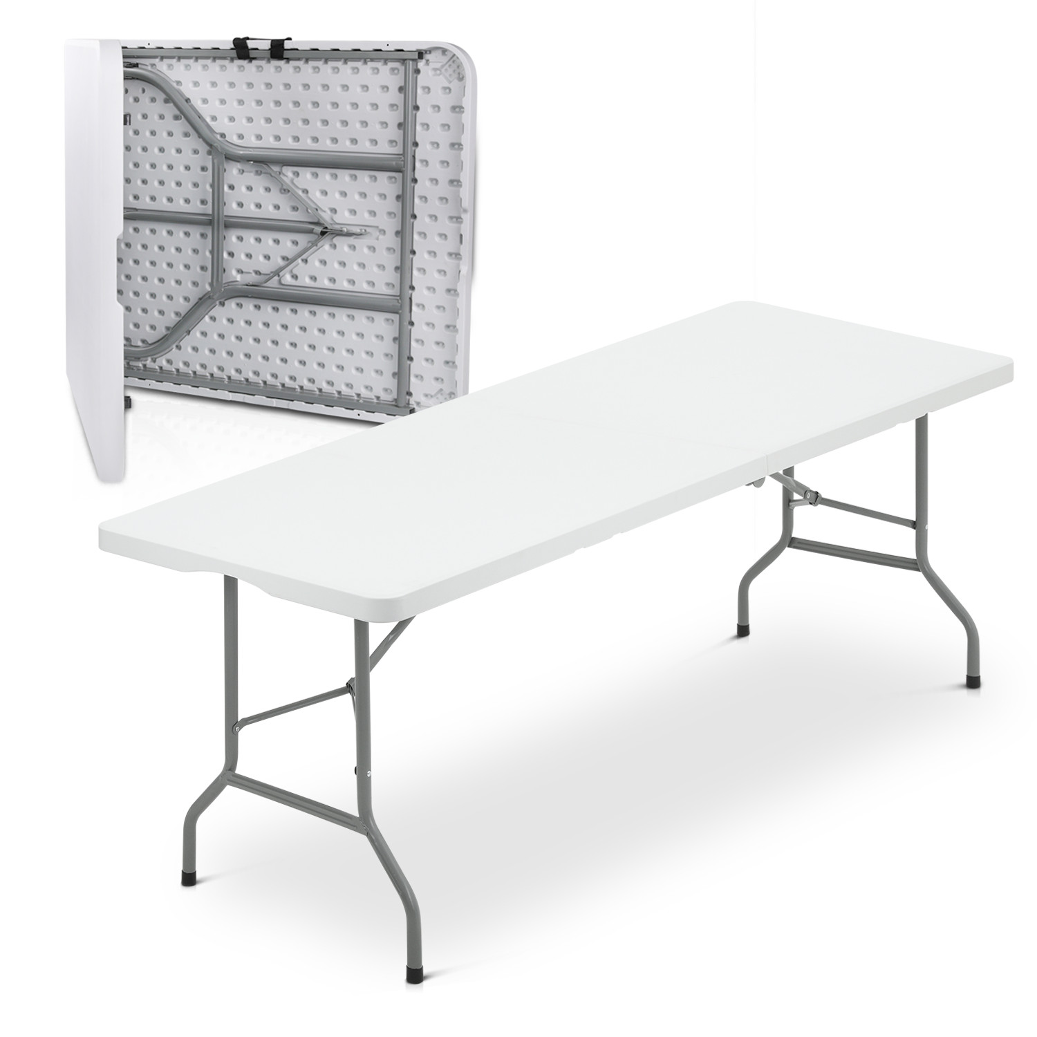 Heavy Duty Utility 8ft Folding Plastic Dining Table w/Handle Outdoor Picnic Desk