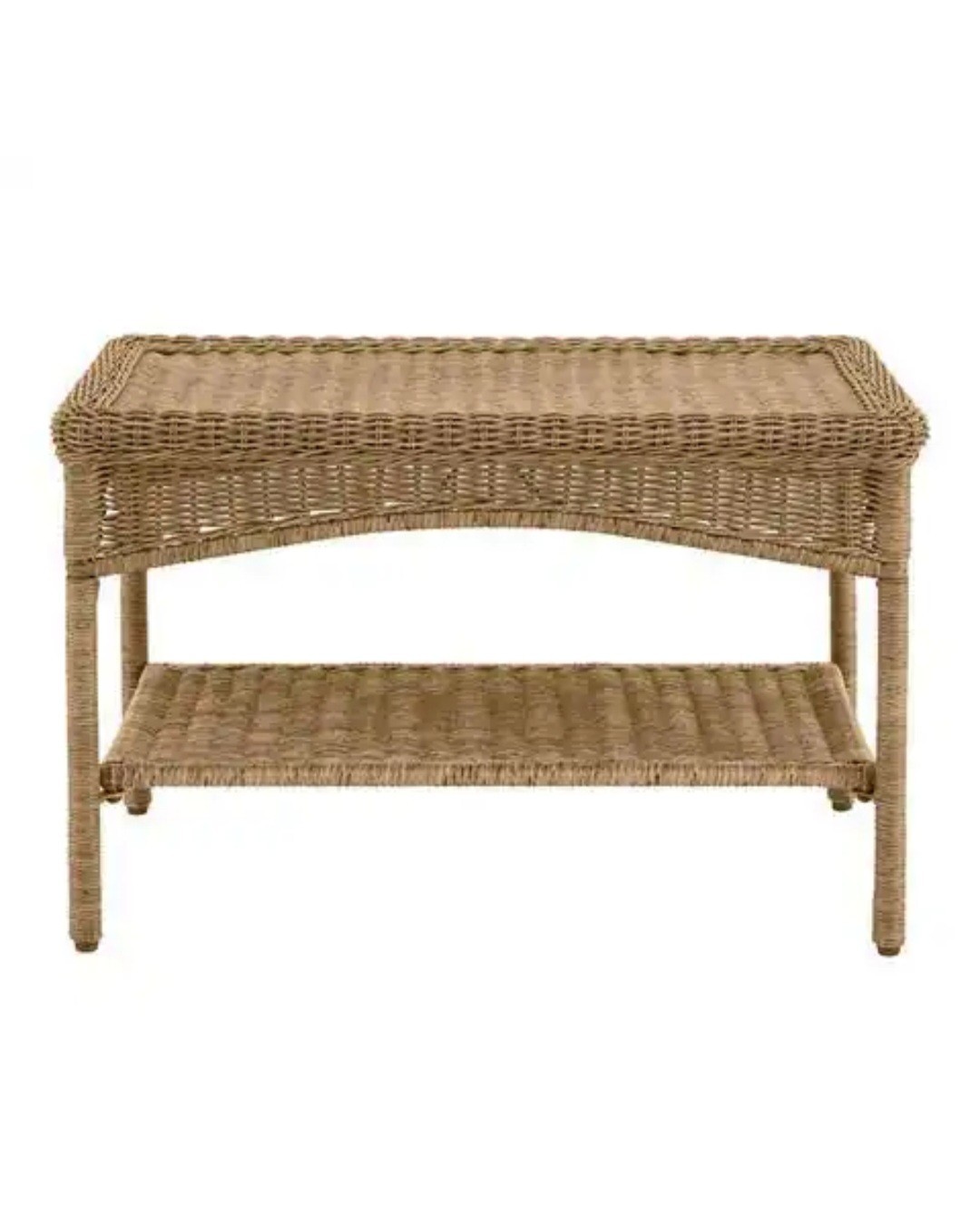 Woven Wicker Coffee Table, Light Brown Finish